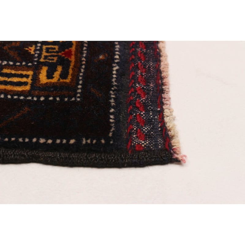 Teimani Navy, Red Rug 3'10" x 6'6" - 3'10 x 6'6