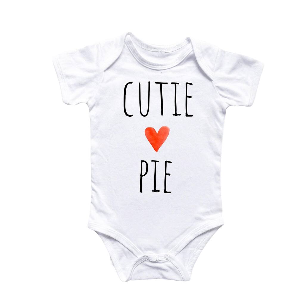 Cutie Pie Heart - Baby Boy Girl Clothes Infant Bodysuit Funny Cute Newborn