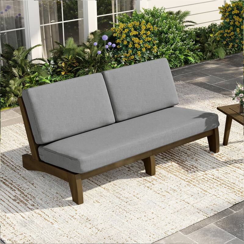 3 Seat Wood 64" W Outdoor Patio Sofa with Cushion
