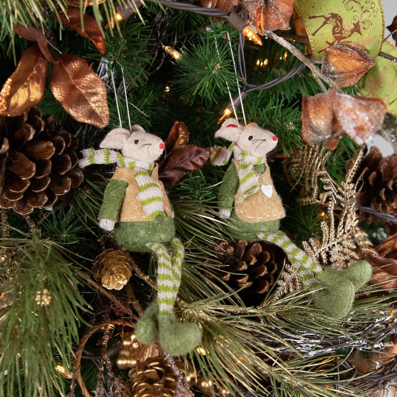 Set of 2 Boy and Girl Mice Christmas Ornaments 7.5"