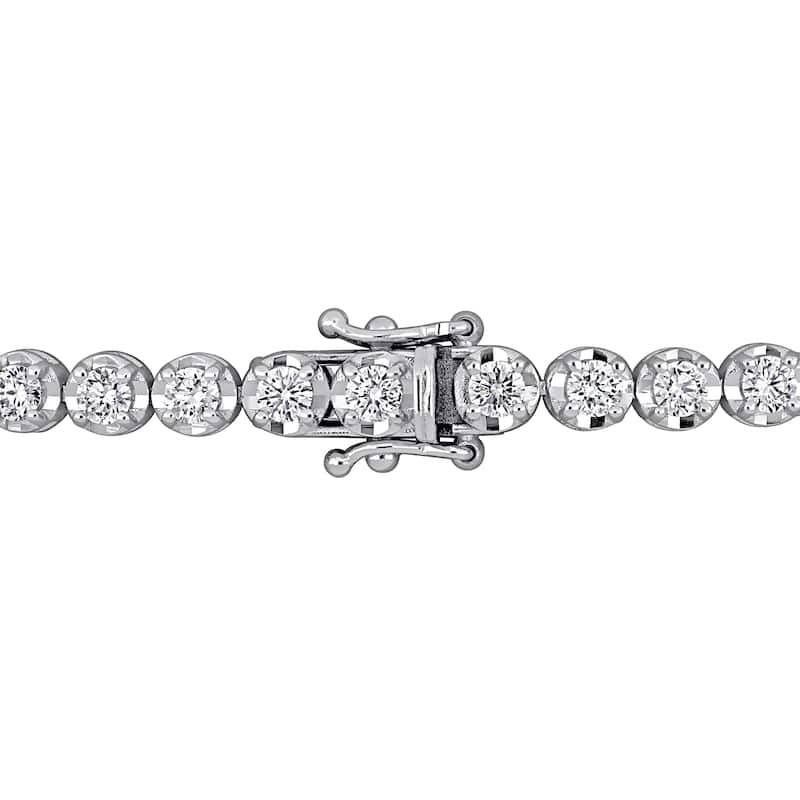 Miadora 14k White Gold Diamond Tennis Bracelet 1 1/3 to 6 1/10ct TDW