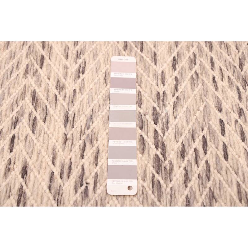 ECARPETGALLERY Braid weave Sienna Light Grey Wool Rug - 5'4 x 7'4