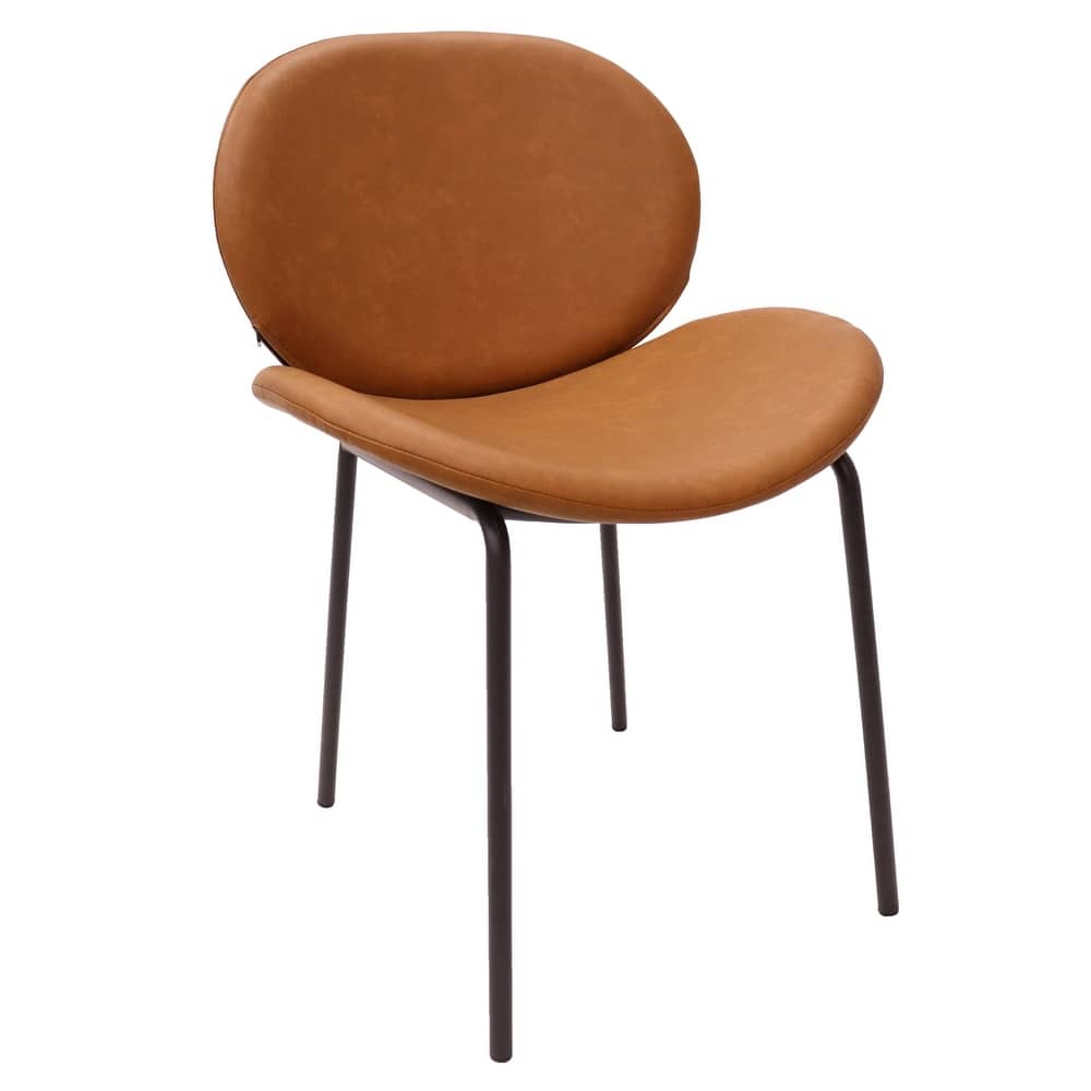 Leather Dining Side Chair with Powder-Coated Iron Legs Servos Series