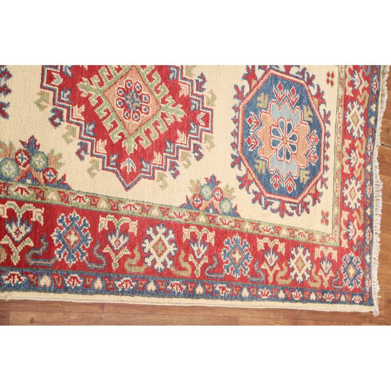 Kazak Runner Rug Hand-Knotted Beige Wool Carpet - 2'8" x 25'8"