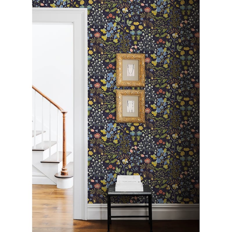 A-Street Prints Groh Dark Blue Floral Wallpaper