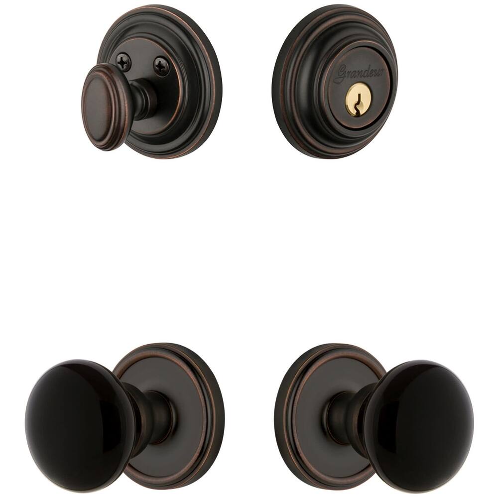 Grandeur Georgetown Solid Brass Rose Single Cylinder Keyed Entry