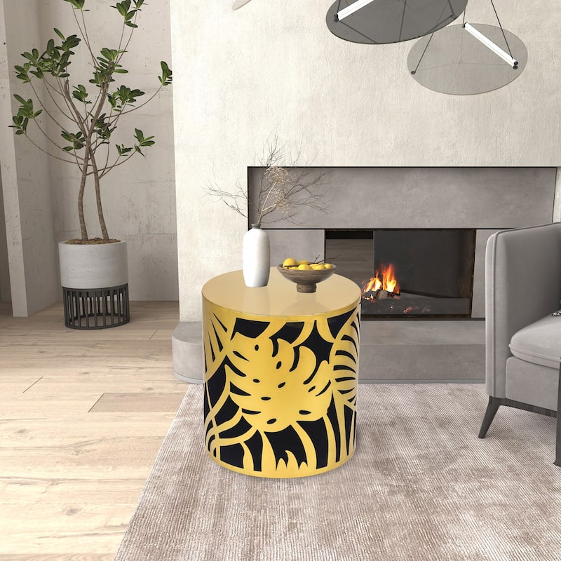 ADECO End Table Gold Accent Side Coffee Nightstand Stool