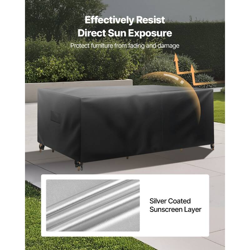 Black Oxford Fabric Large Patio Furniture Cover with Waterproof, UV and Windproof Design - 98 x 78 x 32 inch