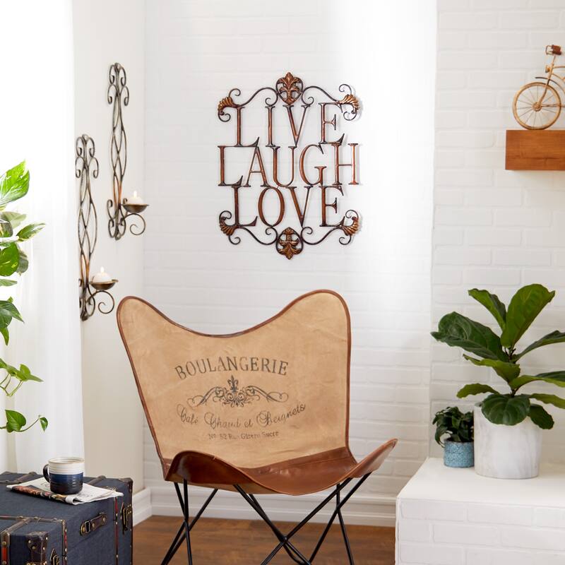 Brown Iron Traditional Wall Decor 28 x 21 x 1 - 21 x 1 x 28
