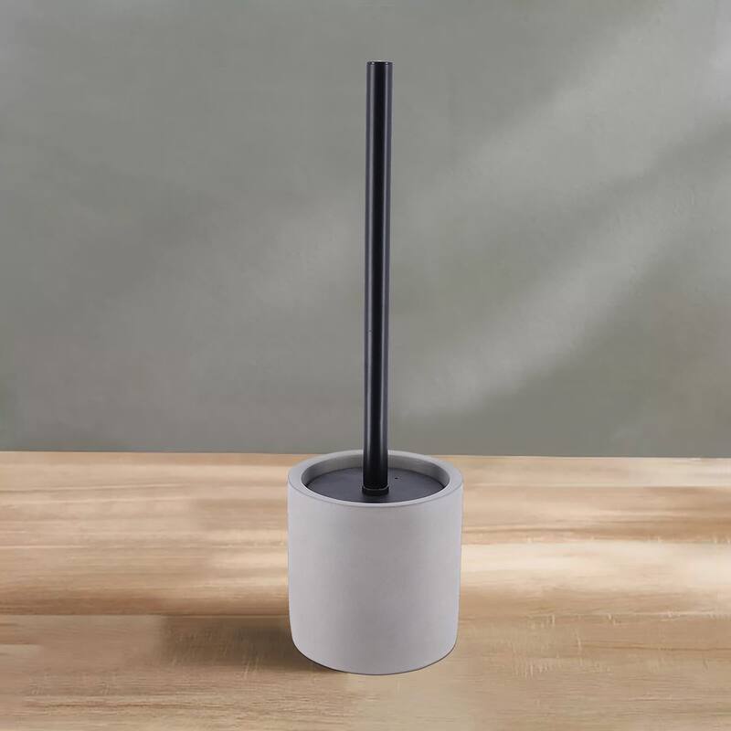 Concrete Cement Toilet Bowl Brush with Holder, Durable Bathroom Accessory Set - 4.3 L x 4.3 W x 14.2 H