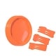 preview thumbnail 1 of 5, Reusable Cutlery Set of 4 Plastic Plates, Spoons, Forks and Knives Orange