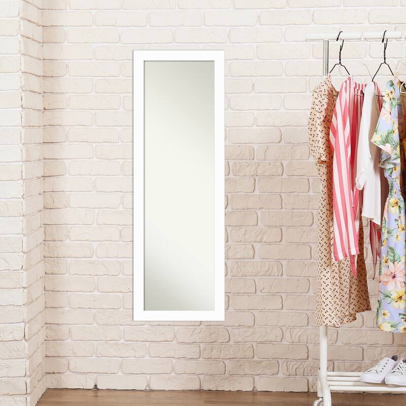 Basic Narrow Non-Beveled Wood Framed Full-Length On the Door Mirror - Glass Size 14x48