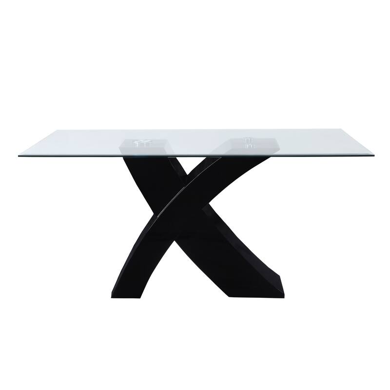 Tempered Glass Dining Table with "X" shaped