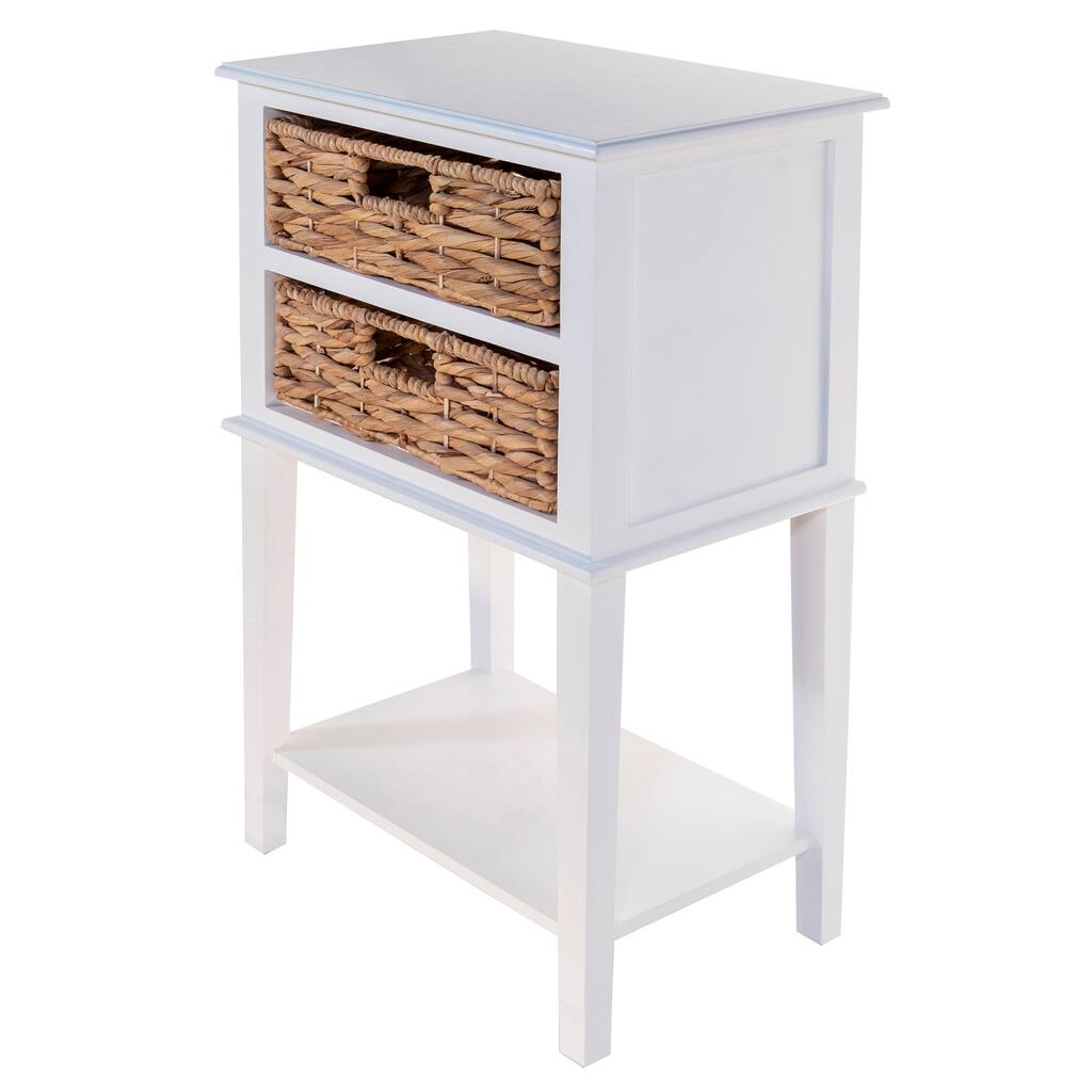 White 2 Drawer Storage Living Room Console Table