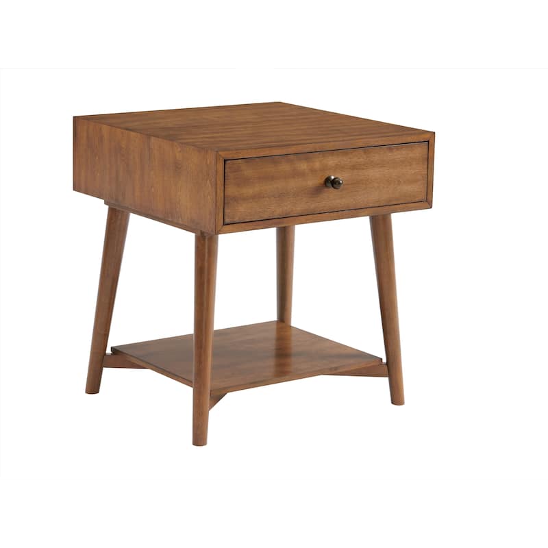 Mid-Century Modern 1-Drawer 22" Cinnamon End Side Table