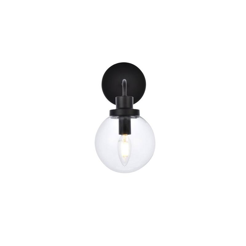 Hudson Clear Glass 1-light Bath Sconce - Black