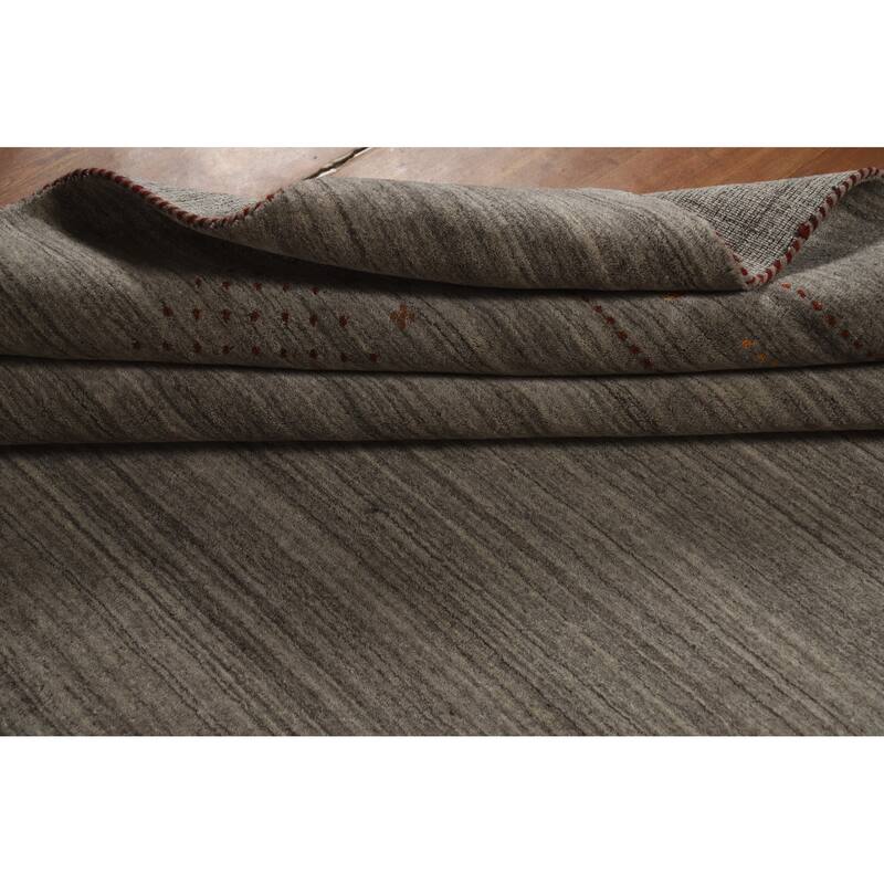 Hand Knotted Oriental 100% Wool Carpet Tribal Tribal Greys & Charcoal Gabbeh Area Rug - 9' 10'' X 7' 10''