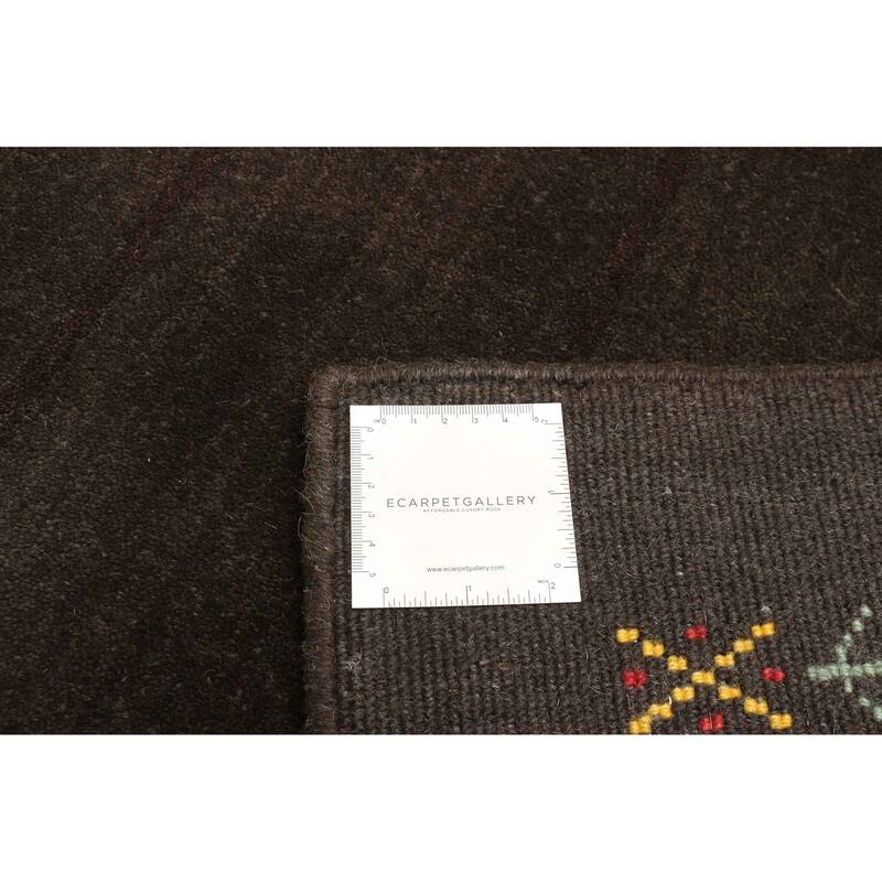 ECARPETGALLERY Hand Loomed Kashkuli Gabbeh Dark Brown Wool Rug - 3'0 x 4'9