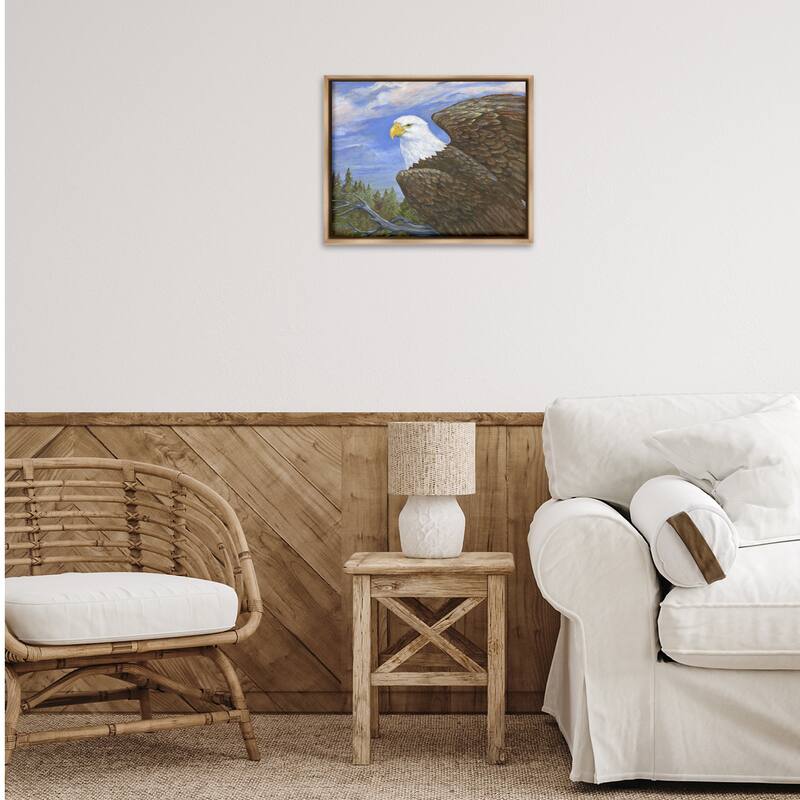 Stupell Eagle Overlook from Tree Top Framed Floater Canvas Wall Art Design By Paul Brent