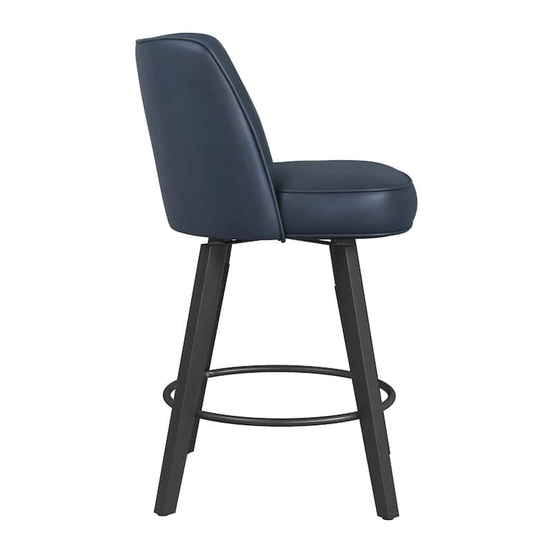 26.in Swivel Bar stool PU Leather/Fabric Upholstered Counter Stool, High Back Armless Stool with Wooden Legs
