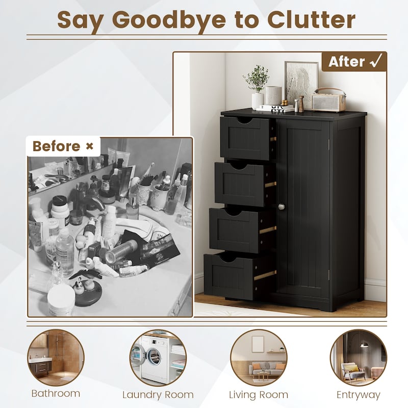 Gymax Bathroom Cabinet Floor Standing Storage Cabinet w/ 4 Drawers 1 - See Details