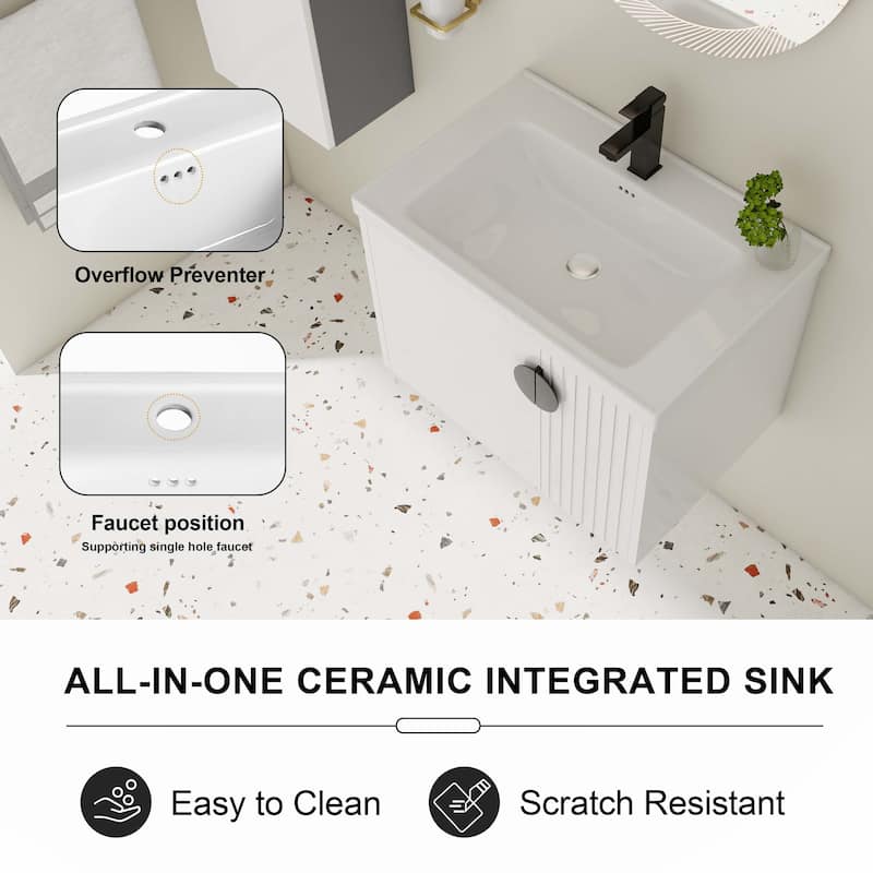 28 Inch Bathroom Vanity with Ceramic Sink