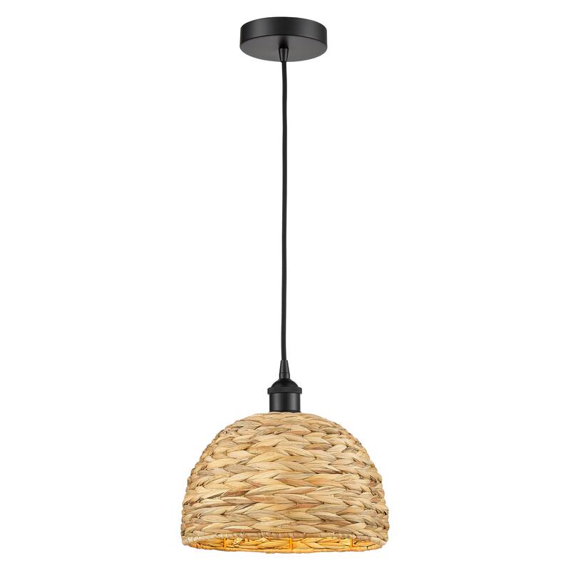 Innovations Lighting Endless Possibilities Edison - Woven Rattan - 1 Light 12" Cord Hung Mini Pendant