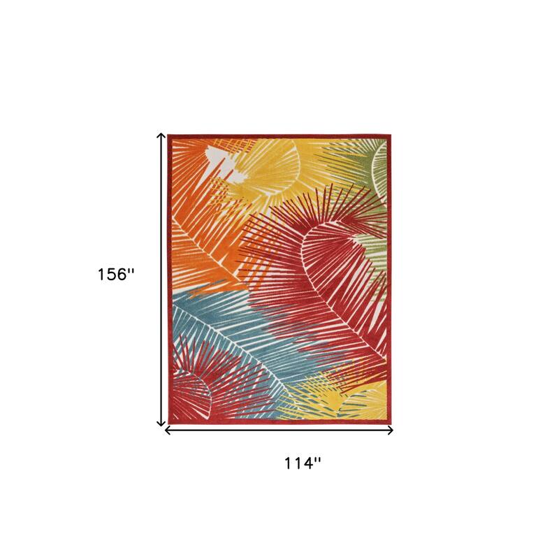 HomeRoots Palm Leaf Contemporary Rectangle Outdoor Rug - 10' X 13'