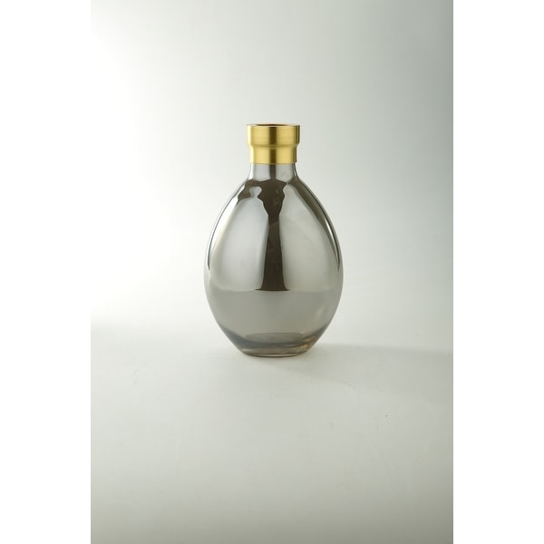 10" Clear and Gold Hand Blown Glass Tabletop Vase - N/A