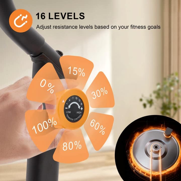 Upgraded Magnetic Stair Stepper for Home, 16-Level Adjustable Resistance up to 77LBS, with Cup Holder & Bluetooth APP