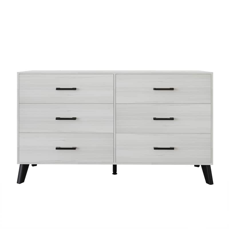 CraftPorch Classic Style 6-Drawers Wooden Dresser - Light Grey