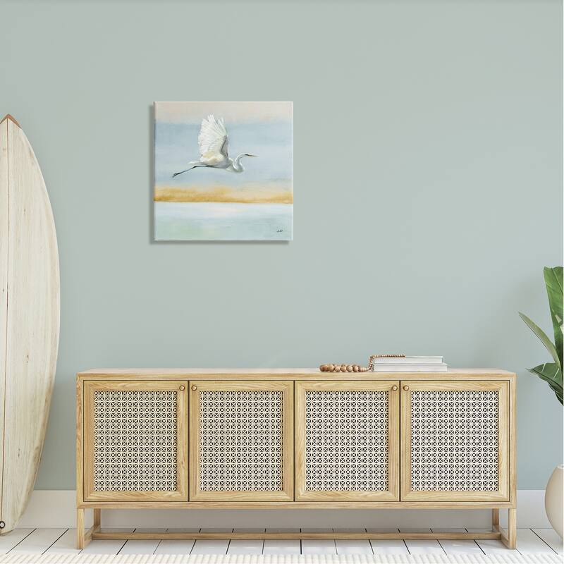 Stupell Egret Bird Flying Ocean Breeze Stretched Canvas Wall Art, Design by Julia Purinton