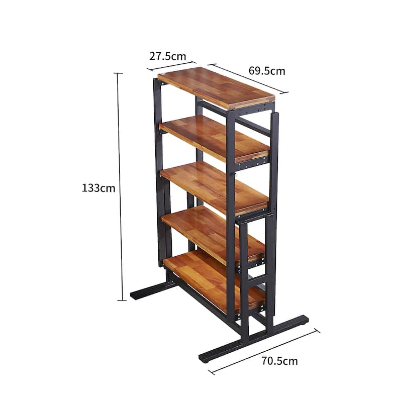 Medium-Size Wood Multifunction Convertible Dining Table,Transition Dining Table and Shelf for Home and Kitchen,Free Switch