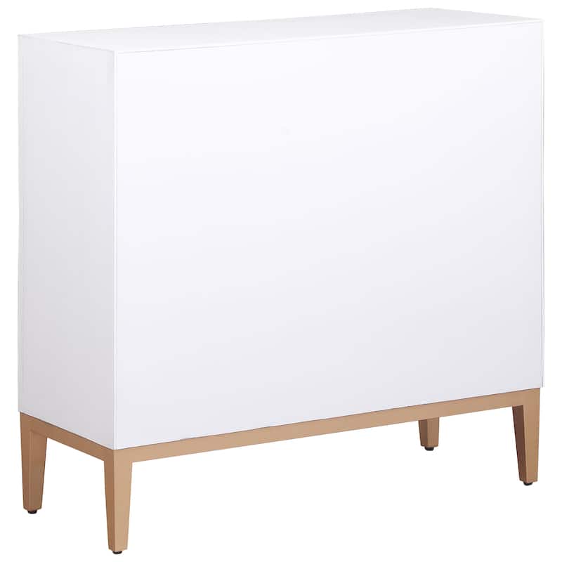 Gretchen 2-Door Wood Fluted Parquet Cabinet White And Brown