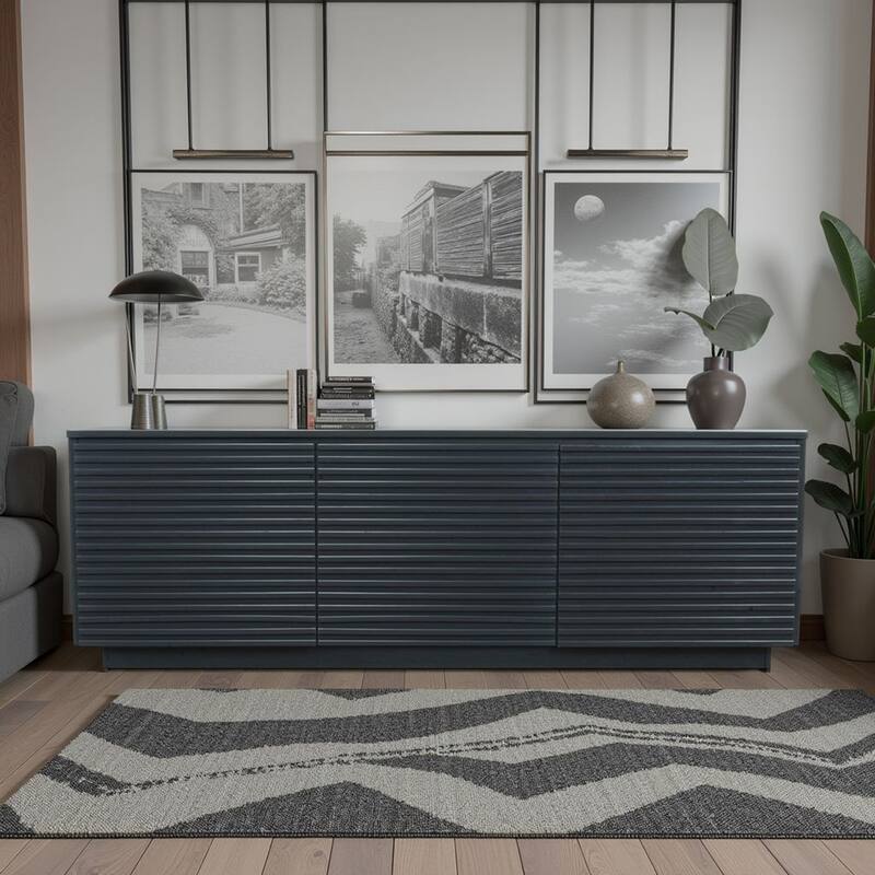 Bridgevine Home Stardust 74 inch Three Door TV Stand for TVs up to 85 inches, No Assembly Required