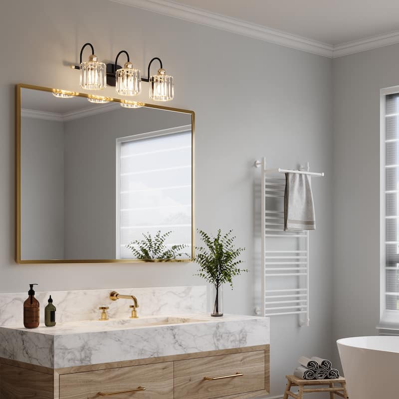 ExBrite Modern Rose Gold Dimmable Bathroom Crystal Vanity Lights