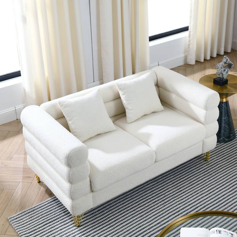 Oversized 2 Seater Sectional Sofa Loveseat Sofa, Deep Seating Recliner Sofa, Soft Chaise Lounge Sofa with 2 Pillows