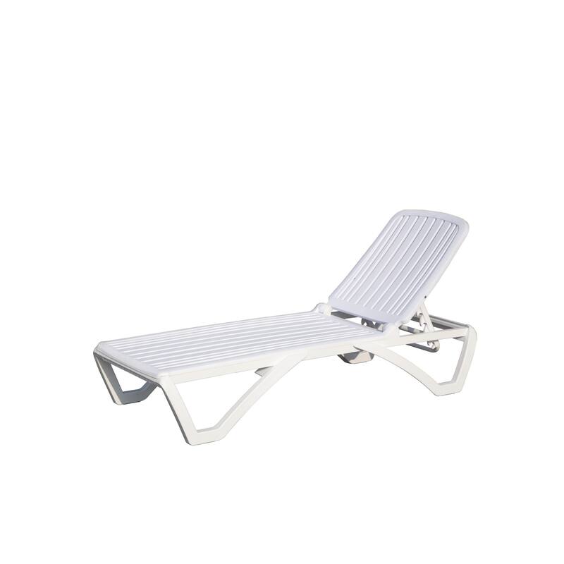 Pool Lounge Chair Plastic Adjustable Recliner - White