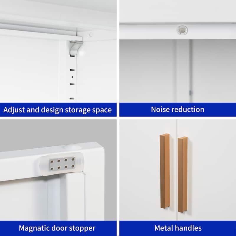Steel Lockable Garage Storage with 2 Doors and 2 Adjustable