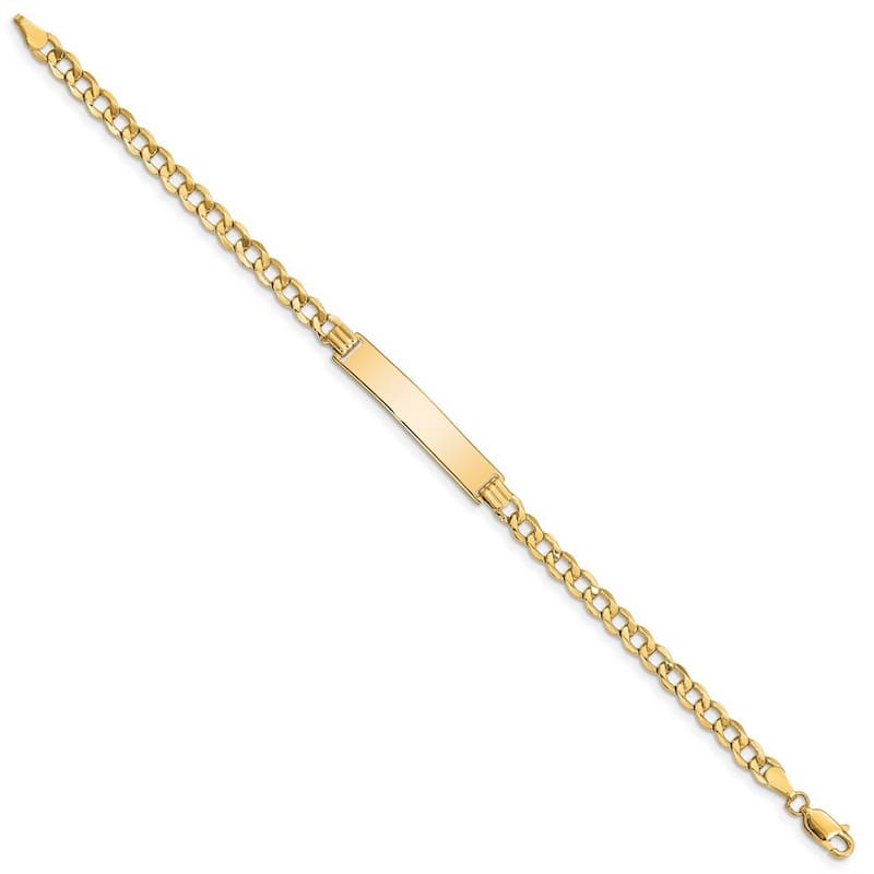 Curata 6.63mm 10k Yellow Gold Engravable Semi solid Curb Link ID Bracelet