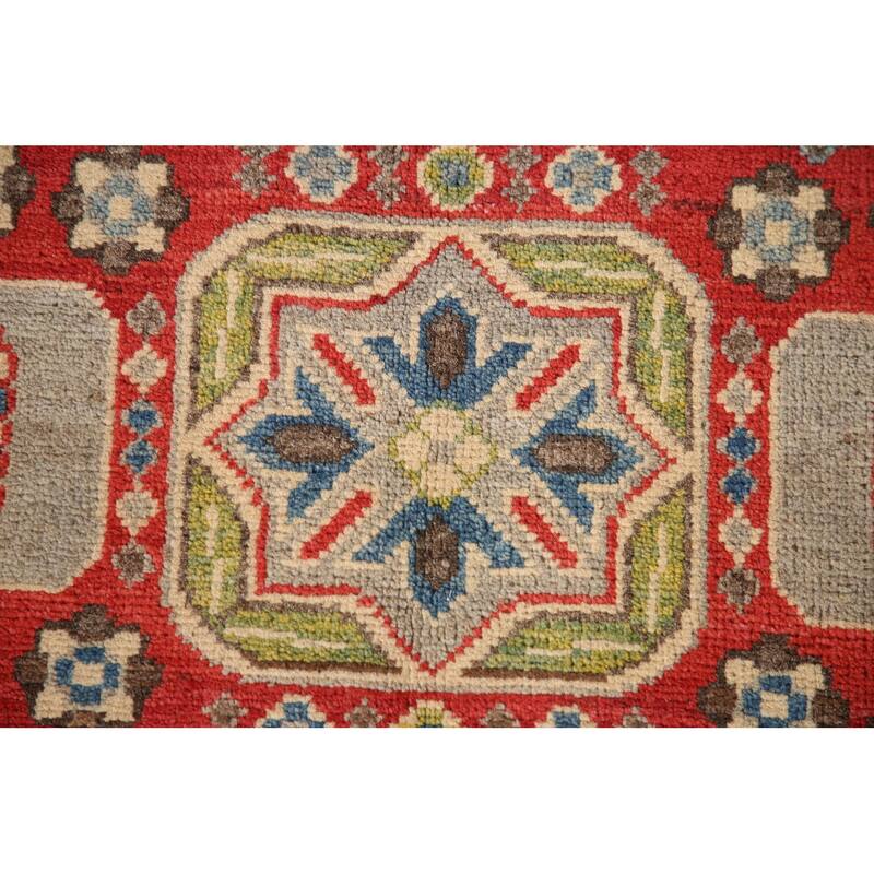 Kazak Oriental Accent Rug Hand-Knotted Grey Wool Carpet - 3'2"x 5'0"