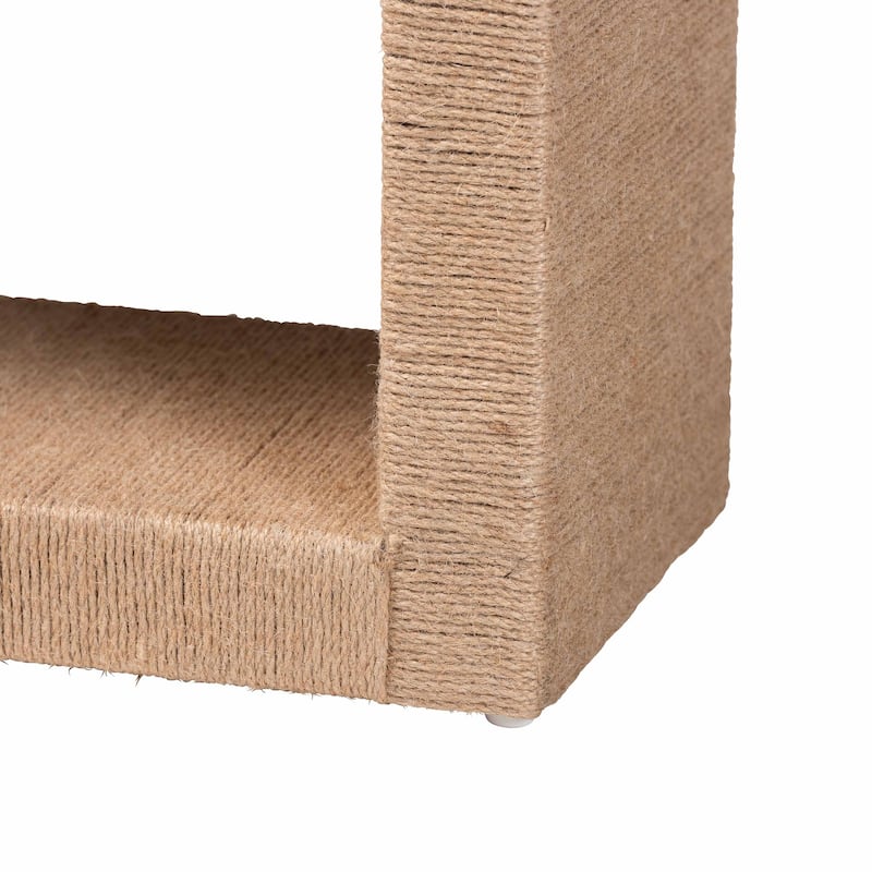 Adonica Modern Bohemian Natural Brown Jute and Wood End Table