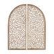 preview thumbnail 11 of 22, Brown Wooden Handmade Arched Floral Wall Decor with Intricate Carvings (Set of 2)