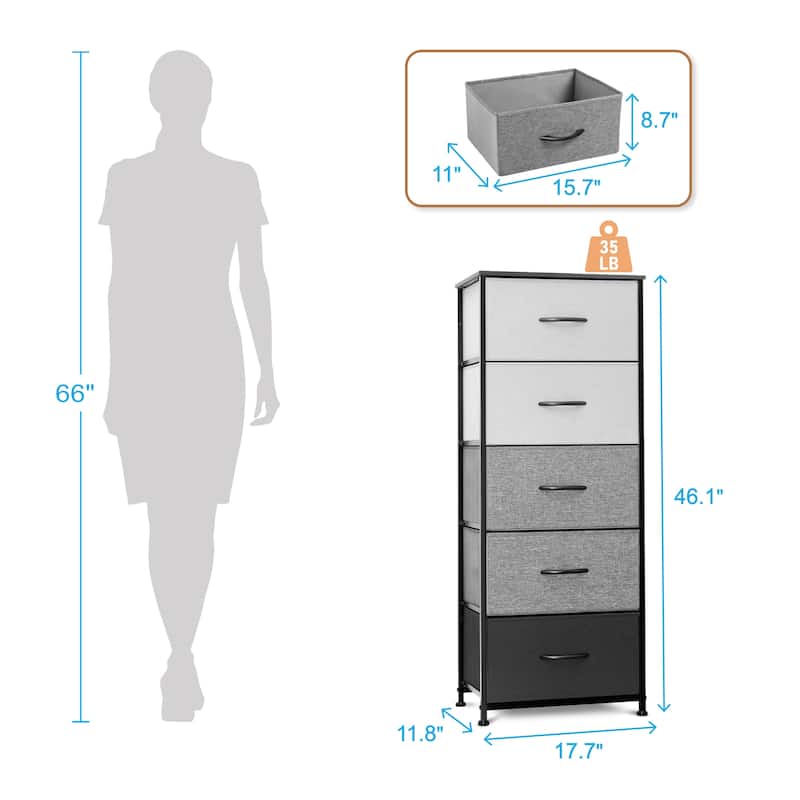 VredHom 5 Drawers Vertical Dresser Storage Tower