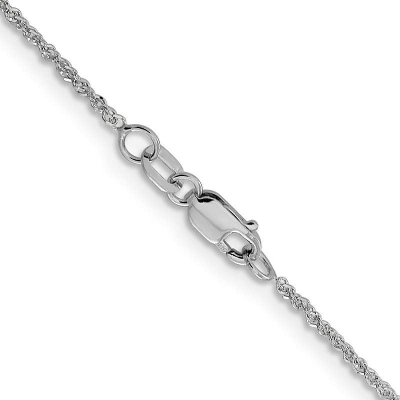 Curata 10k White Gold 1.3mm Diamond-cut Singapore Chain Necklace (Lobster)