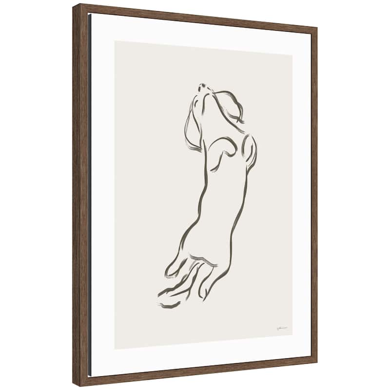 Kate and Laurel Dachshund Dog by Gabrielly Guedes Framed Canvas Wall Art Print - 18x24 - Walnut
