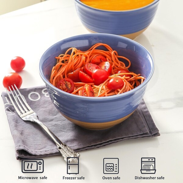 Large Soup Bowls, 40 oz Pasta Bowls Set of 4, Ceramic Deep Salad