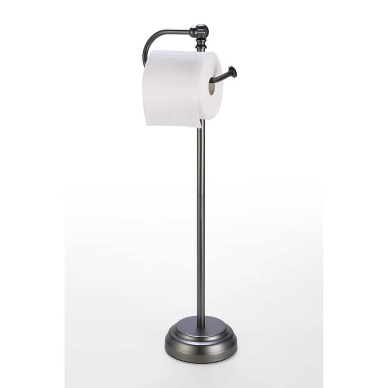 Free Standing Toilet Tissue Paper Roll Holder Stand - Black