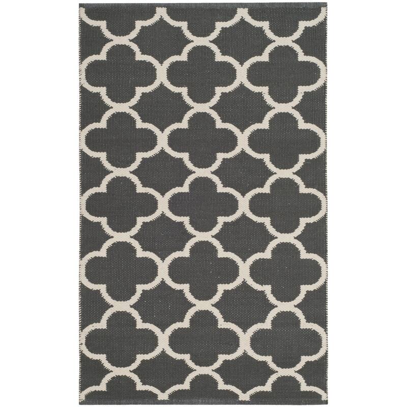 SAFAVIEH Handmade Flatweave Montauk Tristan Casual Cotton Rug - 2'6" x 4' - Dark Grey/Ivory