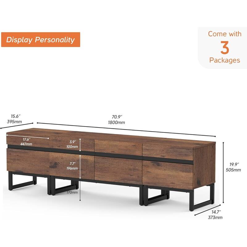 WAMPAT Modern TV Stand for TVs up to 50 inch TV, 2 in 1 Entertainment Center TV Console with Storage Cabinets and Metal Base